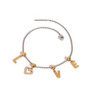 New! 14K Gold Plated Stainless Steel LOVE CZ Bracelet (NWOT)